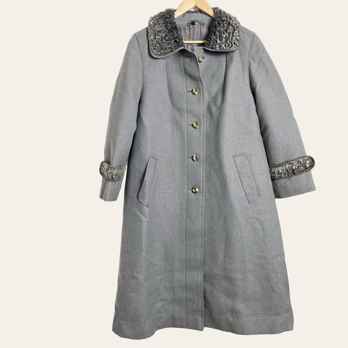 Vintage Karner Alpaca Wool Gray Long Coat Size L | eBay