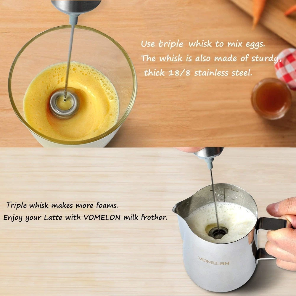 Milk Frother Handheld, Battery Operated Travel Coffee Frother Milk Foamer Drink