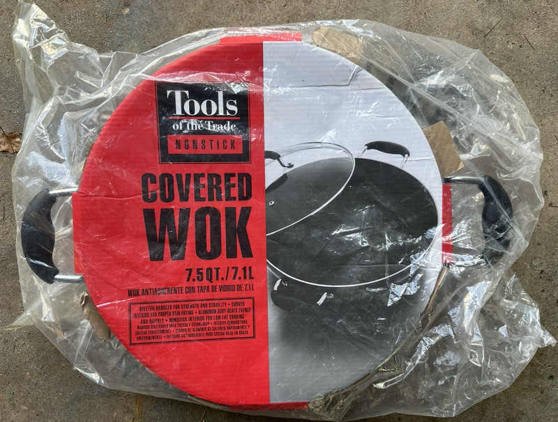 Tools of the Trade 7.5 Qt 14" Aluminum Nonstick Wok w/ Lid Double Handle new 
