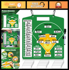 Magnetic Dry Erase Baseball Lineup Board for Dugout - Sturdy Coach Clipboard, Gr