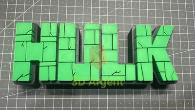 Hulk Logo Sign | 3D Printed Comic Standee | Marvel Fan Display Prop