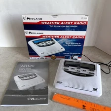 Vintage Midland WR-120EZ Emergency Weather Alert Radio with Alarm Clock. Tested