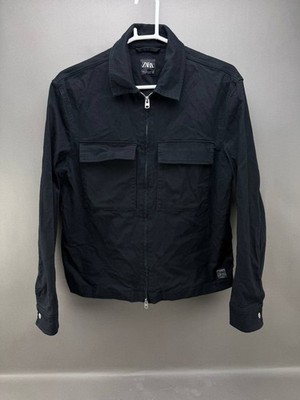 Zara Mens Black Full Zip Utility Workwear Style Jacket Size M