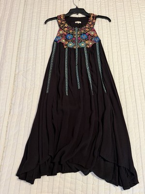 Caite Kyla Seo Amalia Dress Karyn Embroidered Boho T Shirt Dress Black SZ L