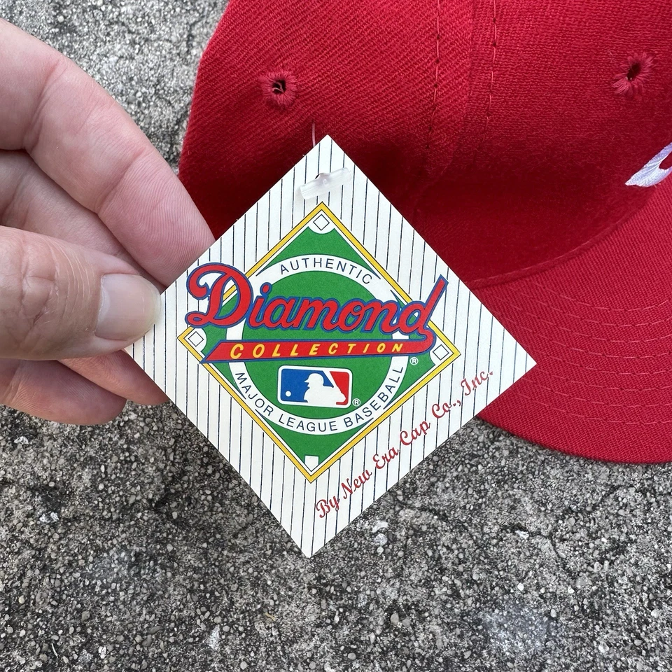 Vintage Cincinnati Reds New Era Fitted Hat Cap Sz 7 5/8 MLB On Field 80s 90s NWT - Image 3 of 4