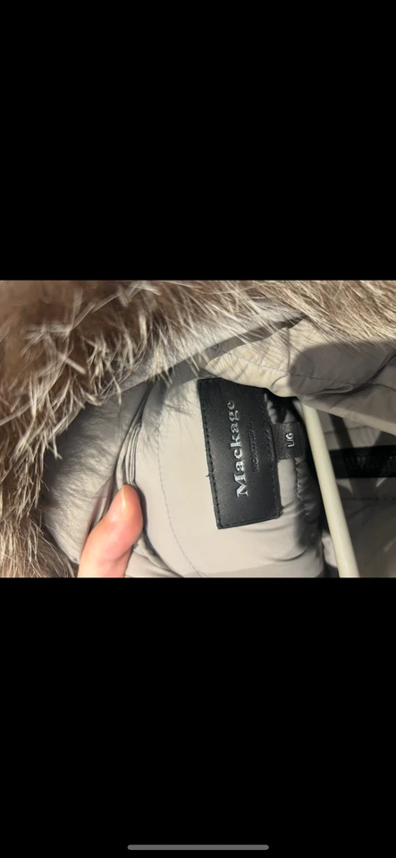 Abrigo chaqueta de plumón de diseñador Mackage para mujer con capucha y ribete de piel, cuero, negro XS Foto 4 de 4