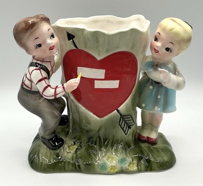Samson Import 358B Valentine s Day Boy Girl Heart Vintage Planter Rubens RARE