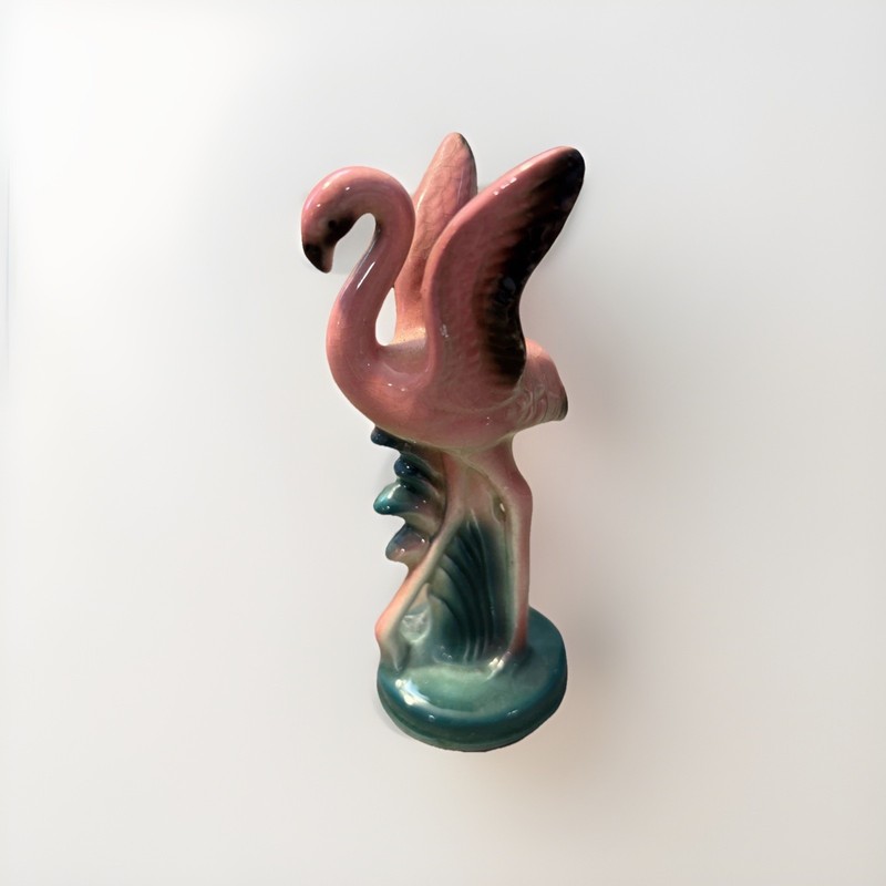 Vintage MCM Ceramic Pink Flamingo Figurine Made In Japan 1960’s Lusterware RARE
