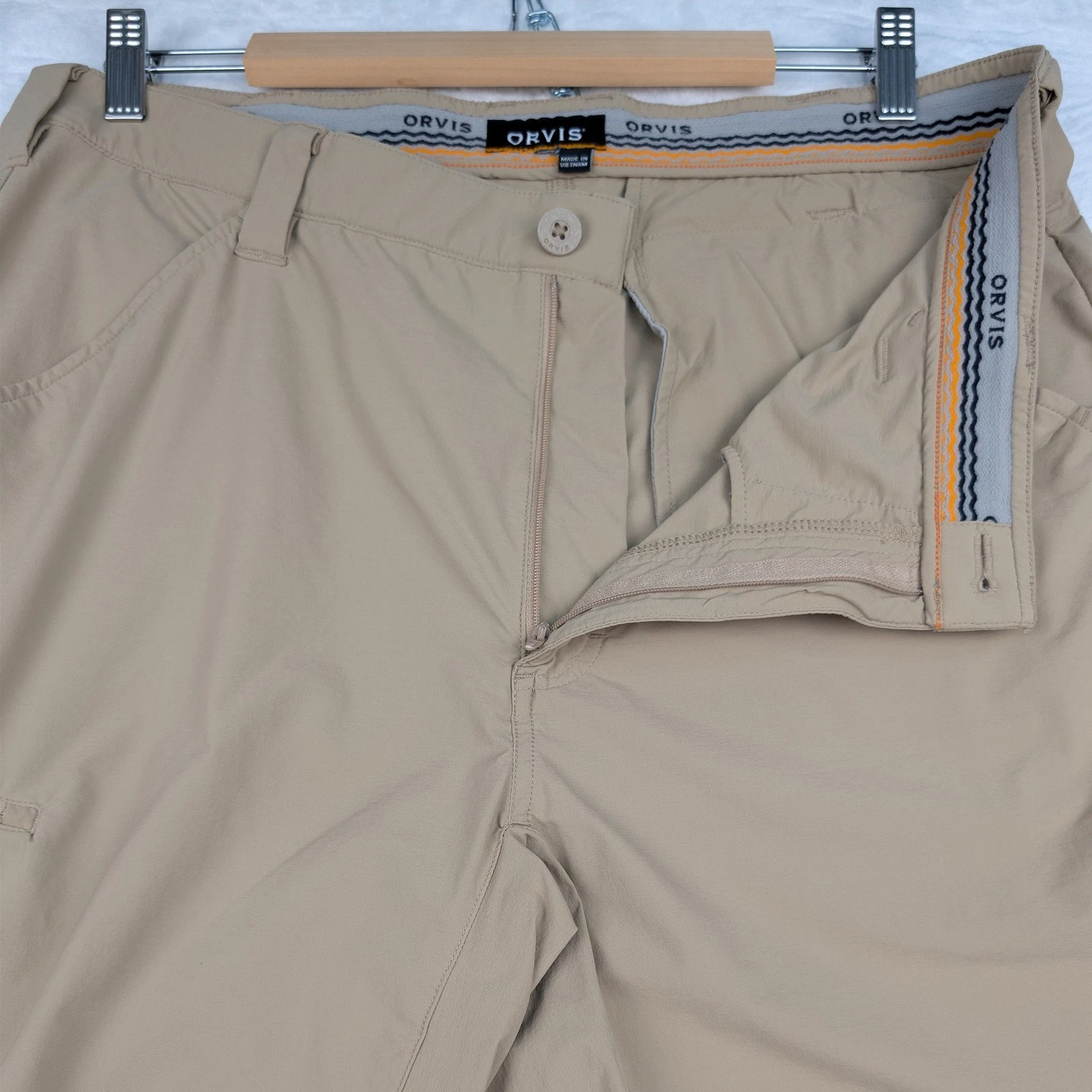 Orvis Pants Men's 34x28 Tan Khaki Quick-Dry Technical Performance Outdoor Hiking