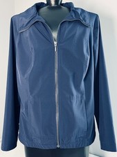 Chico's Weekends Jacket Blue Lightweight Full Zip Pockets Minimalist Size M