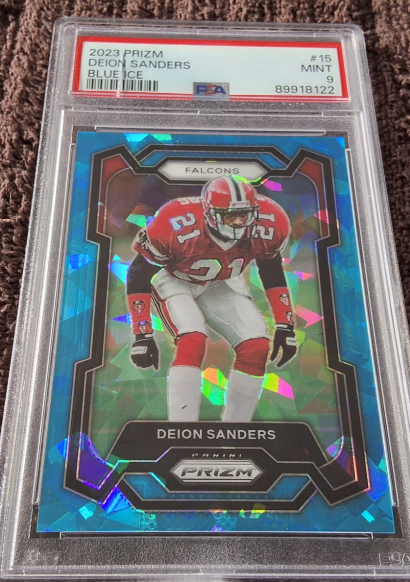 2023 prizm deion Sanders blue ice /99 PSA 9 RARE view 1