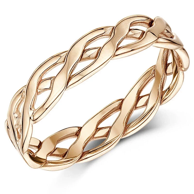 Anillo Celta de Oro Rosa 9ct 4mm con Sello UK 375