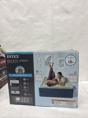 Intex 18'' Inflatable Elevated Premium Comfort Airbed with Built-In Pump, Queen