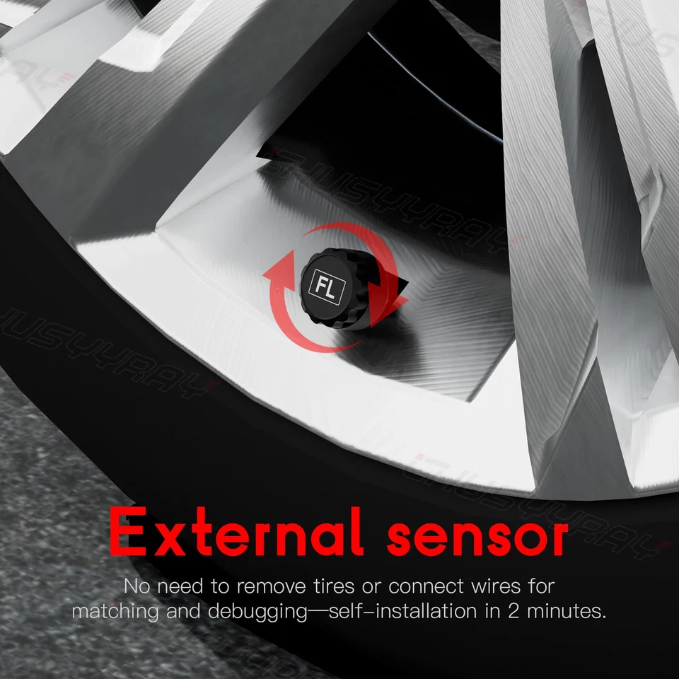 TPMS LCD 汽车轮胎压力监测系统 4 个外部传感器适用于丰田 Hilux — 第 4/4 张图片