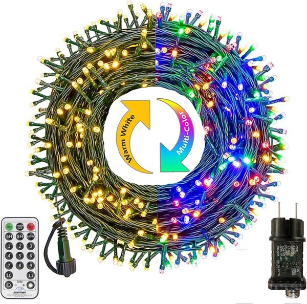 Bowfar Lichterkette AußEn 10M 100 Led Warmweiß &Amp; Bunt Lichterkette W-image