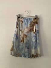 Vintage y2k Safran Flower Blue Brown Tie Dye Chiffon Slip Skirt Size 2 Boho