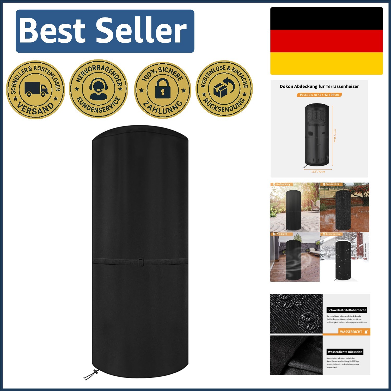 Dokon Wetterschutzhülle Für Enders Polo 2.0 Terrassenheizer, Heizpilz, Reißfest