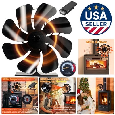 Eco-Friendly Heat Powered Fireplace Fan with Aroma Pod & Magnetic Thermometer