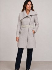 Mackage Wool Blend Belted Coat Gray Textured ...