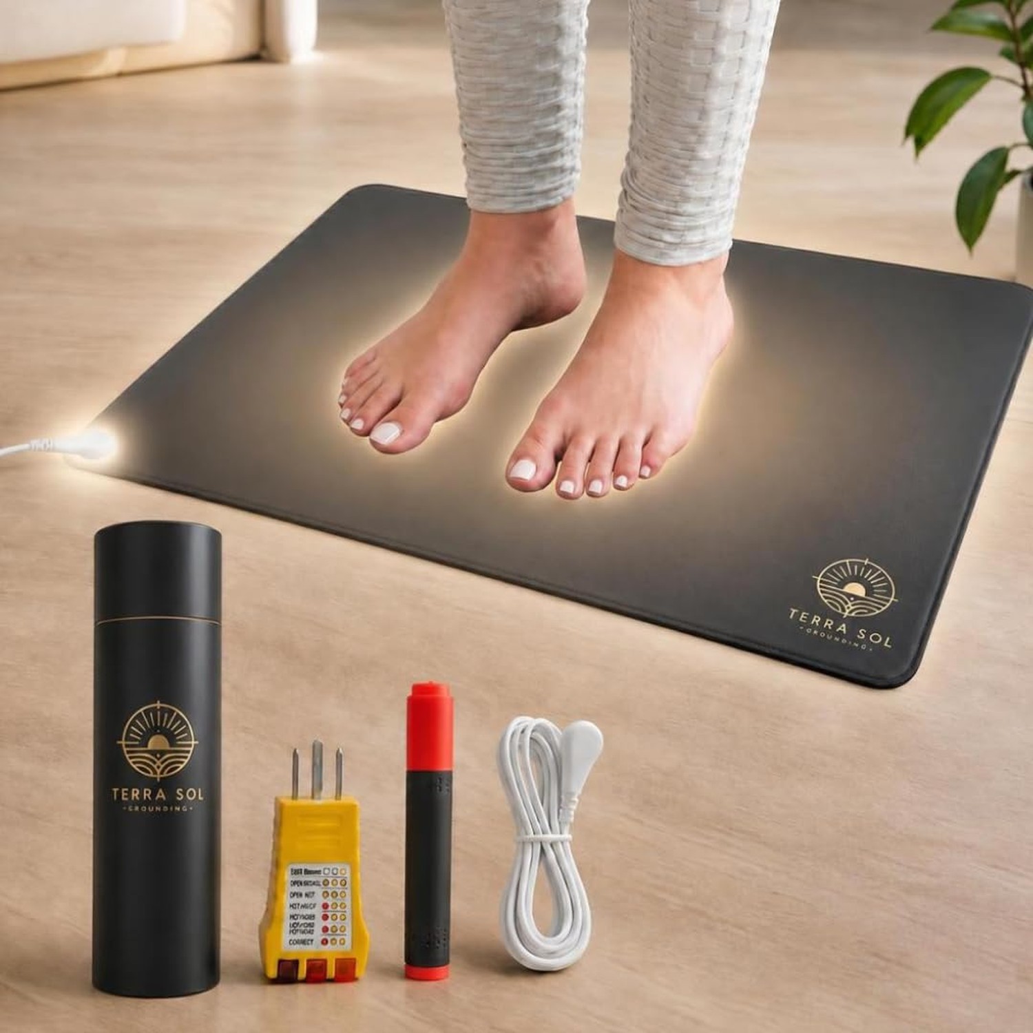 Terra Grounding Mat for Feet, 24x16", Outlet & Pen Tested, No PEMF or Power