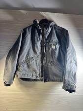 Carhartt Jacket Womens XL Gray Full Zip Hooded Quick Duck Work Coat RN 14806