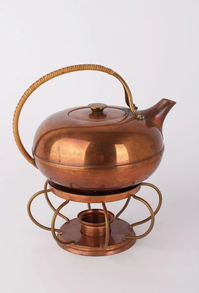 Harald Buchrucker Kupfer Teekessel mit Rechaud Stövchen Design 50er Jahre - Bild 2 von 4