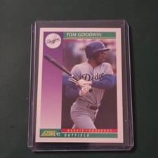 Score 1992 Tom Goodwin #830 Los Angeles Dodgers Rookie Prospect Baseball Card. rookie card picture