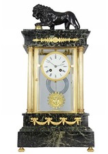 LION PUISSANT bronze empire cartel horloge antique pendule uhren Kaminuhr clock