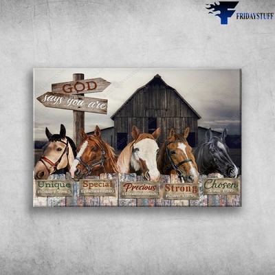 Horse On Farm � God Says You Are, Unique, Special, Precious, Strong, Chosen
