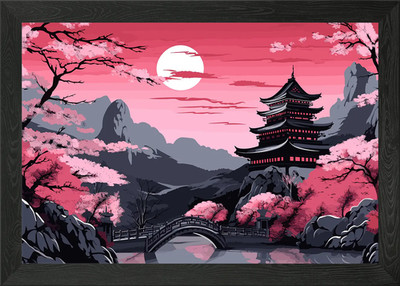 Kirschblüte Japan Kunst Gerahmtes Wandbild Poster Leinwanddruck Bild