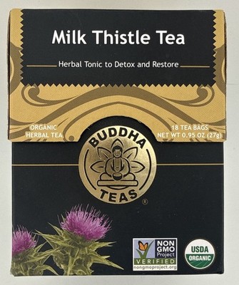 Buddha Teas Organic Milk Thistle Tea | 18 Premium Bleach-Free Herbal Tea Bags |