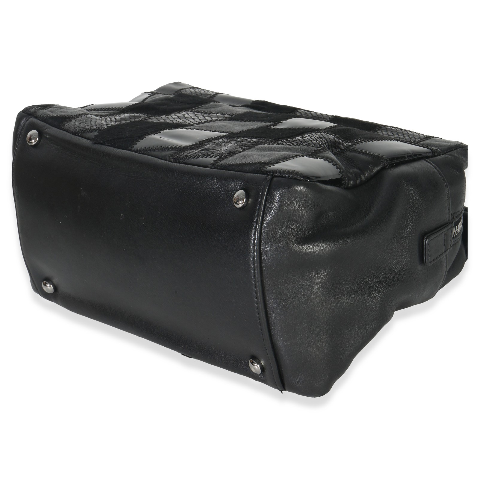 Chanel Black Lambskin Python Patchwork Shoulder B… - image 6