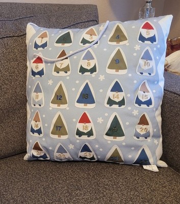 St Nicholas Square Blue Gnomes Advent Countdown Calendar Christmas Throw Pillow