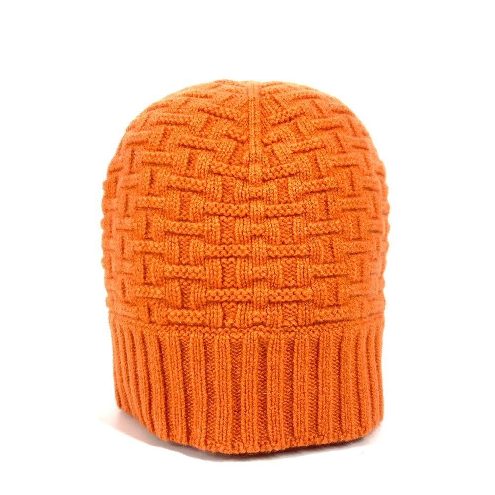Hermes Knit Hat H Logo Cashmere Orange thumbnail 2