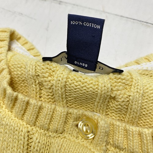 Lands' End Girl's Short Sleeve Button Up Cable Sweater Yellow Size Small 7/8 - Picture 5 of 10