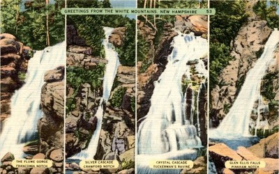 White Mountains, New Hampshire, Flume Gorge, Franconia Notch, Silver Postcard