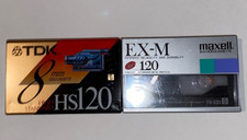 8mm Blank Videocassettes 120 - Lot of 2 - TDK  Maxell - NEW and SEALED 