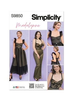 Simplicity Schnittmuster S9850 Kleid Jumpsuit Madalynne Intim XS-XL UNGESCHNITTEN