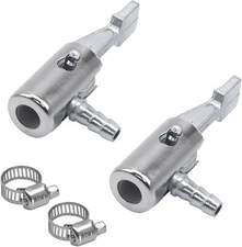2PCS 1/4 Inch Lock on All Metal Air Chuck, Inflation Pump with Hose Clamp, Mini 