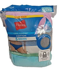Hanes Cool Comfort Cotton Bikinis Size  9 2XL package of 5 New