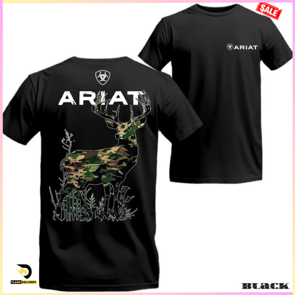 Ariat Hunting T-Shirt - Camo Deer Print, Western Outdoor Vibes