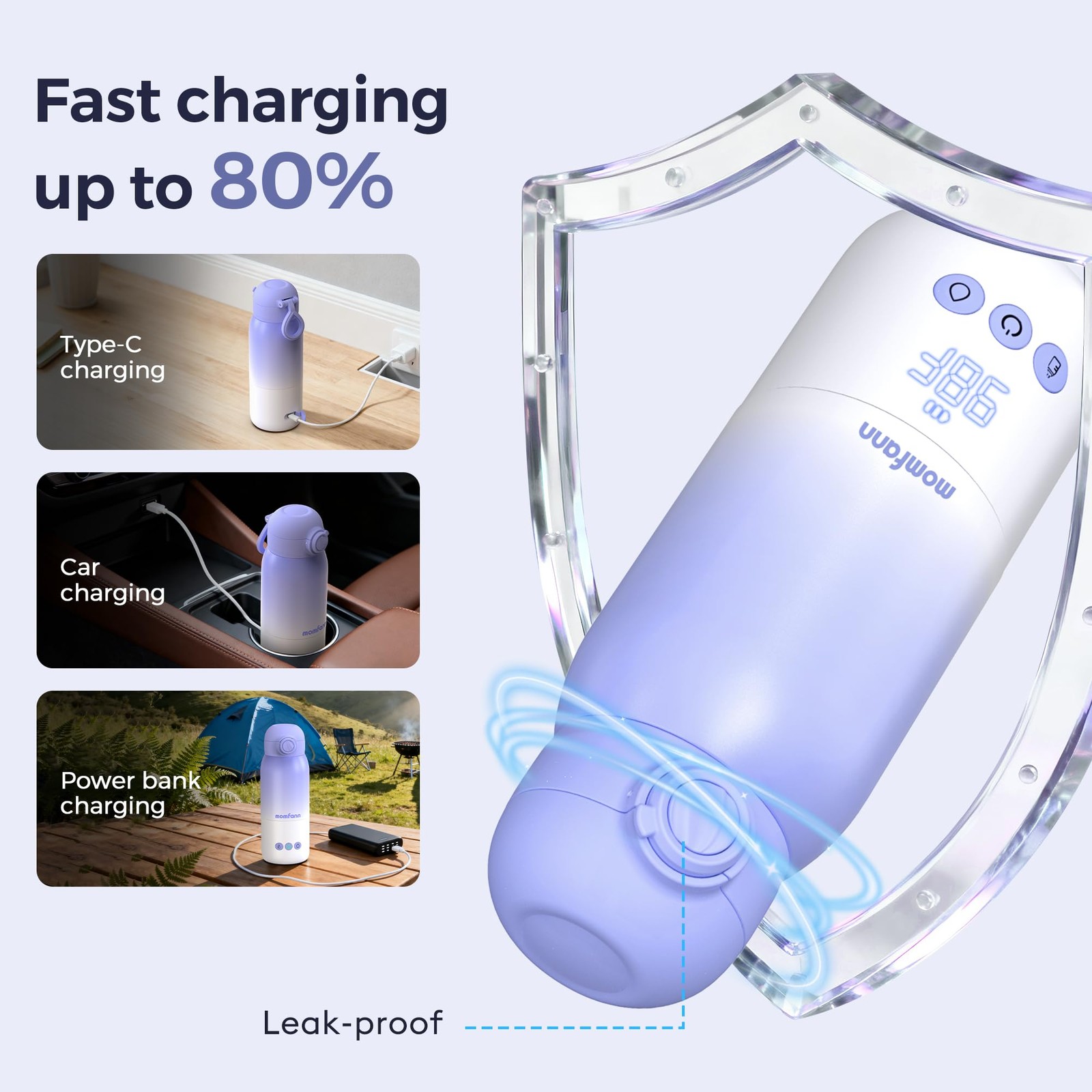 Portable Bottle Warmer for Travel, Dual Heating Modes for Breastmilk & Water ...