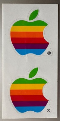 Vintage Apple Computer Rainbow Stickers ~ 2 Stickers Per Sheet 2 ¾ x 3 ¼'' FRESH!