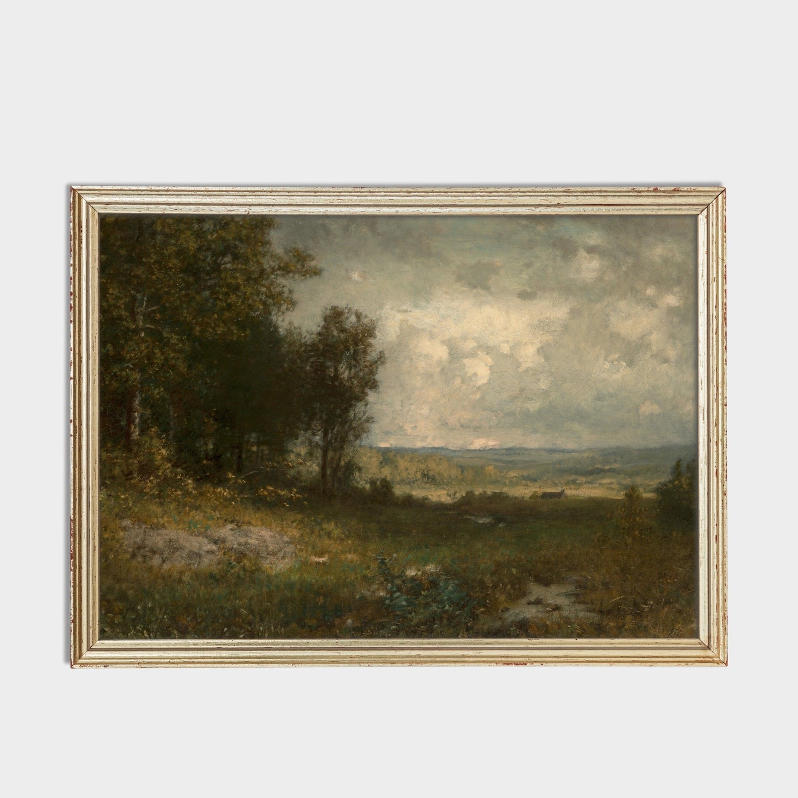 Vintage Landscape Painting Print Moody Rustic Countryside Wall Art Decor
