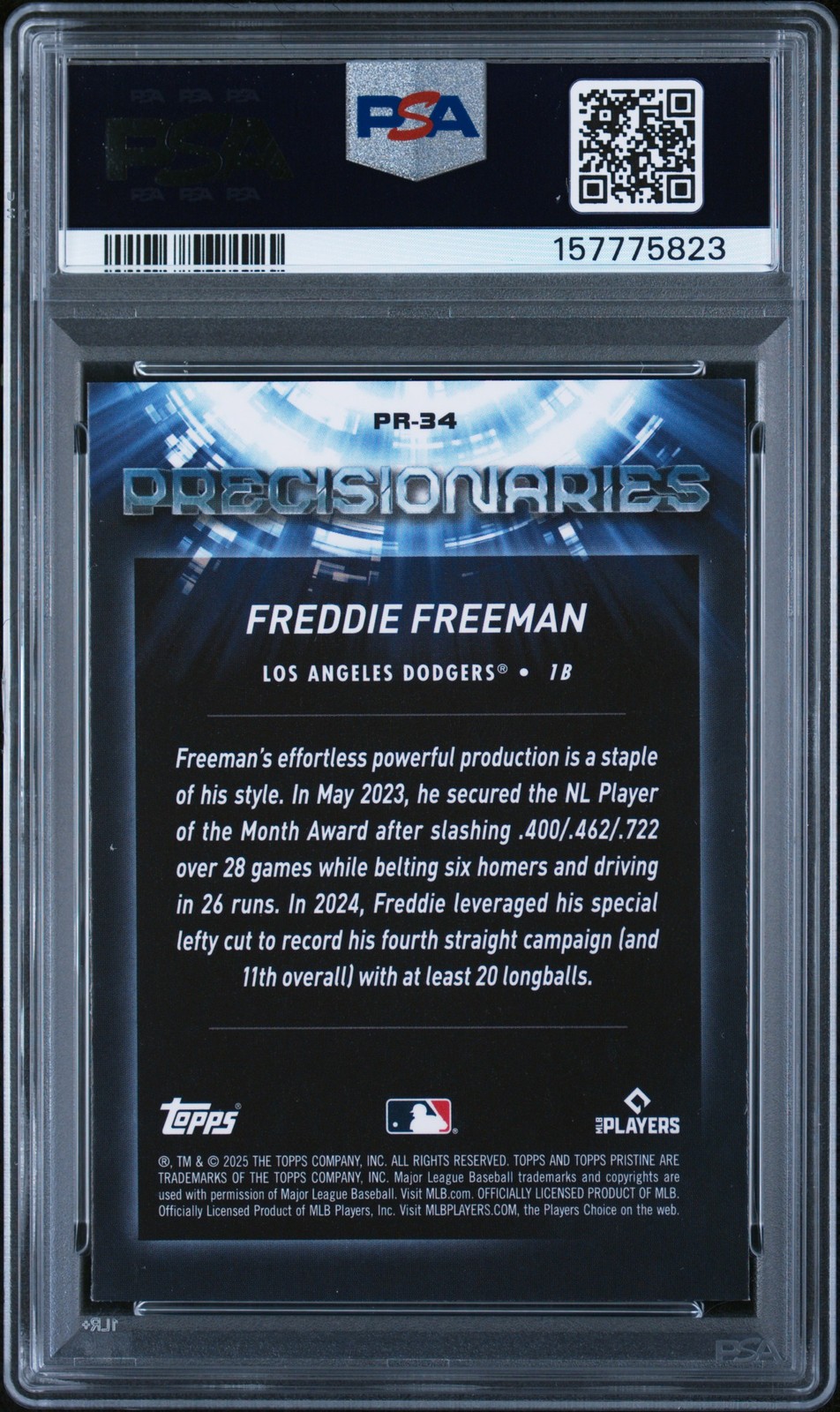 2025 TOPPS PRISTINE PRECISIONARIES #34 FREDDIE FREEMAN PSA 7 view 2