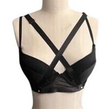Frederick's of Hollywood black crisscross strap bra small
