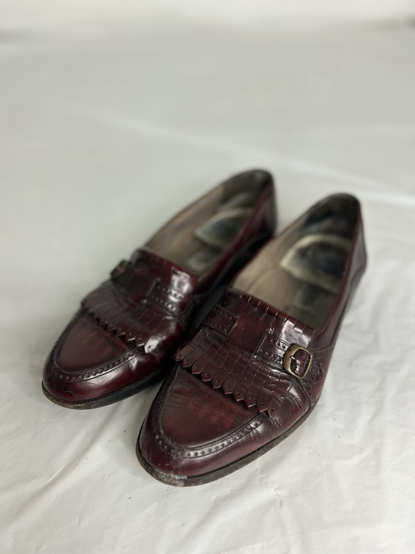 Bally Men's Vintage Burgundy Leather Loafers Size 9 Classic Slip-On Style