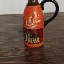 Pier 1 Cucina Gas Ceramic Oil Cruet Orange Black White Hand Wash Only