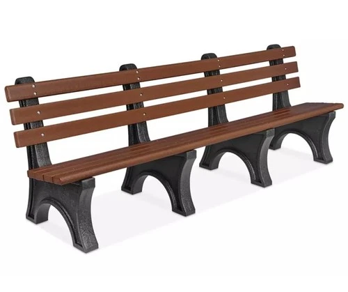 LOT OF 2 - Uline 8' Brown/Black Bench H-7942BR 100% Recycled Plastic, NEW