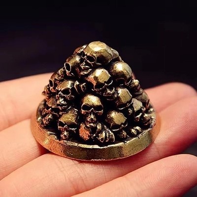 Brass Copper Skull Artwork Animal Figurine Mini Statue Desk Home Decoration Toy